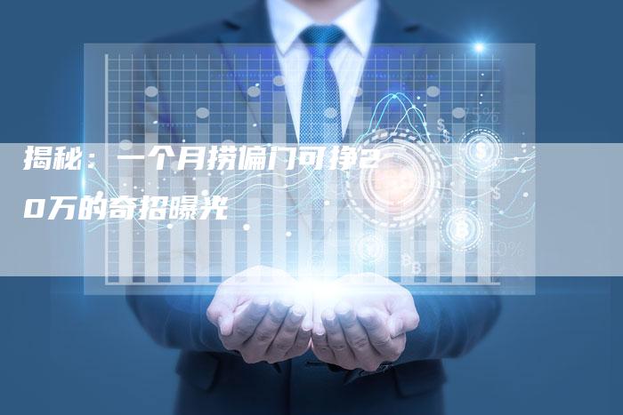 揭秘：一个月捞偏门可挣20万的奇招曝光